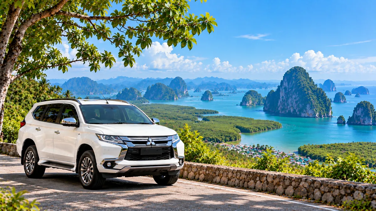 White Mitsubishi Pajero on the route from Ao Nang to Ao Nam Mao Pier